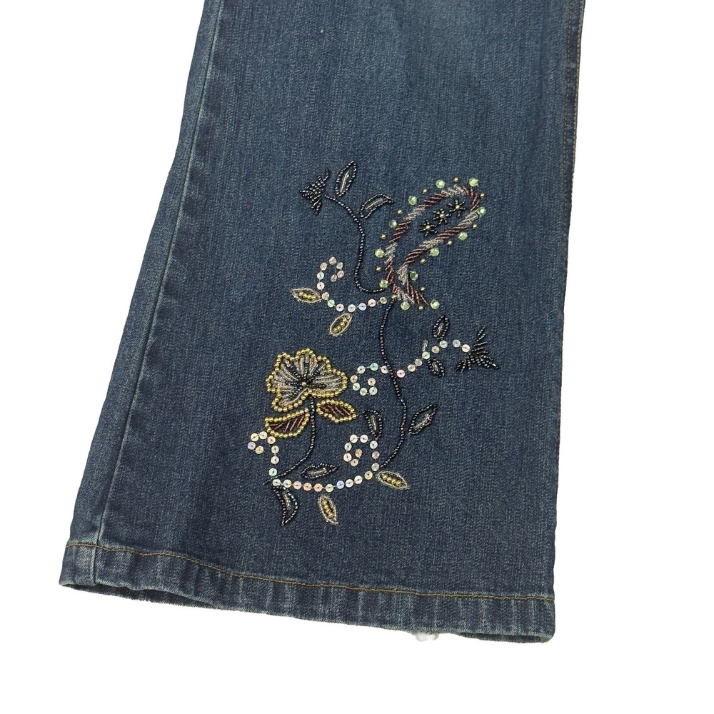 Willi Smith Womens Embellished Jeans Size 12 (32x31½ Fit) Mid-Rise Boot Cut BOHO - Picture 9 of 9